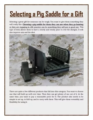 selecting a pig saddle for a gift