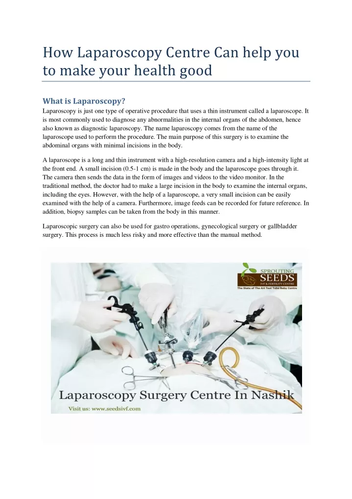 how laparoscopy centre can help you to make your