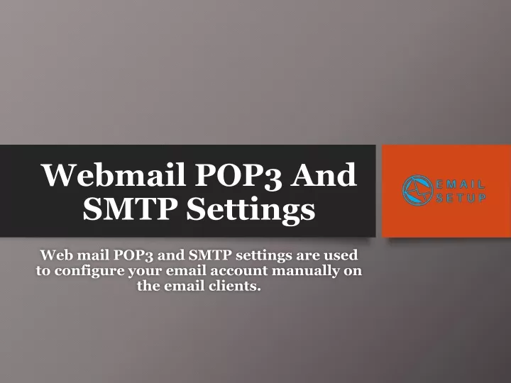 webmail pop3 and smtp settings