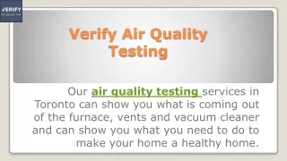 Indoor Air Quality | Verify Air Quality Testing