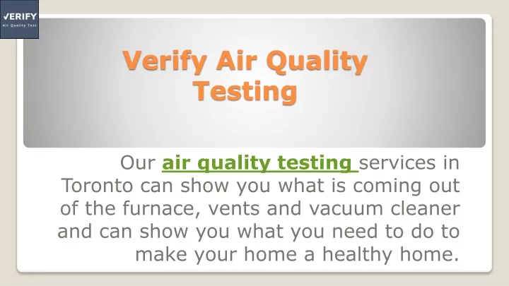 verify air quality testing