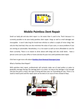 Paintless Dent Removal Davenport,Iowa - Midwest Dent Repair