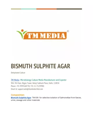 Bismuth Sulphite Agar TM 039 - Technical Datasheet