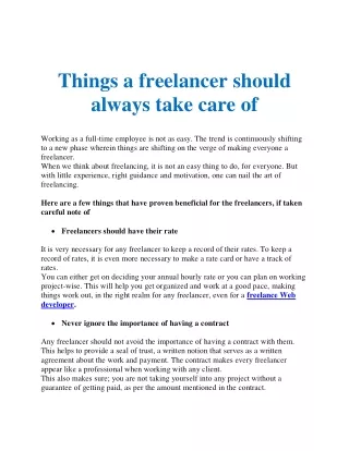 things a freelancer should always take care of
