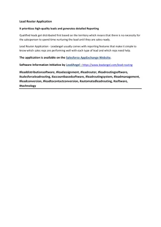 lead router application
