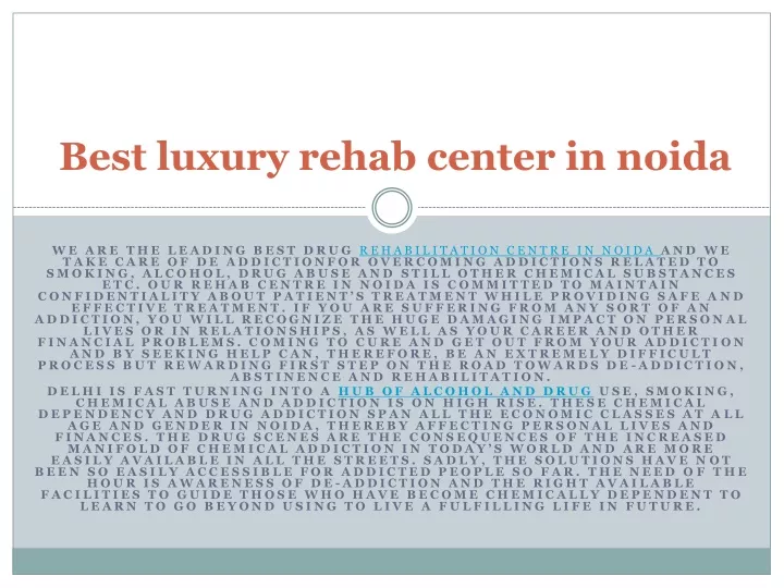best luxury rehab center in noida