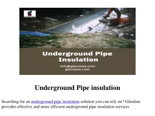 underground pipe insulation