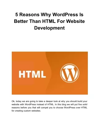 5 reasons why wordpress is better than html