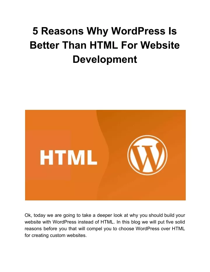 5 reasons why wordpress is better than html