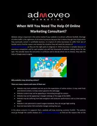 when will you need the help of online marketing