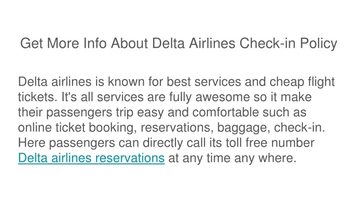get more info about delta airlines check in policy