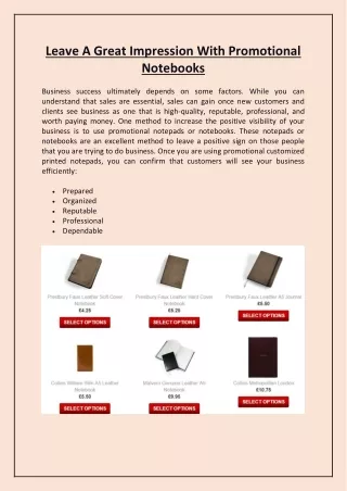 leave a great impression with promotional
