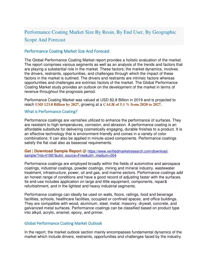 performance coating market size by resin