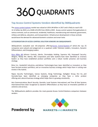 top access control systems vendors identified