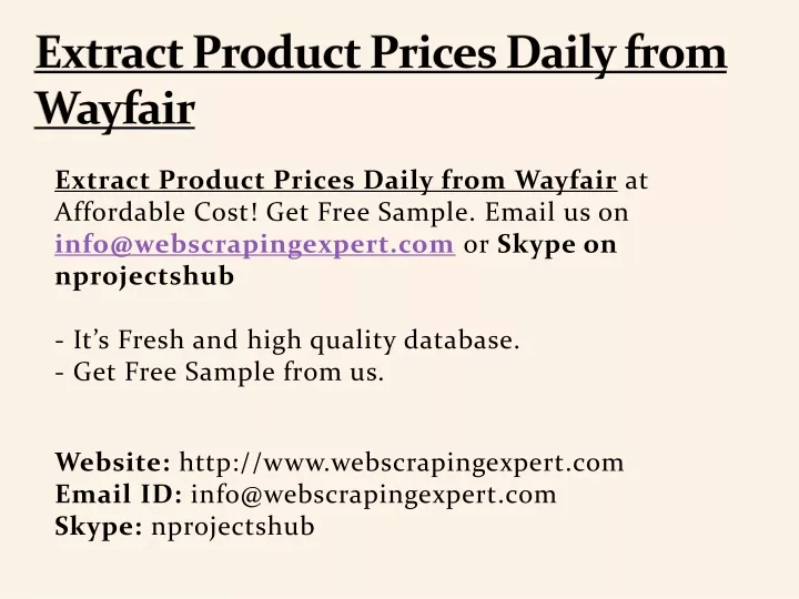 extract product prices daily from wayfair