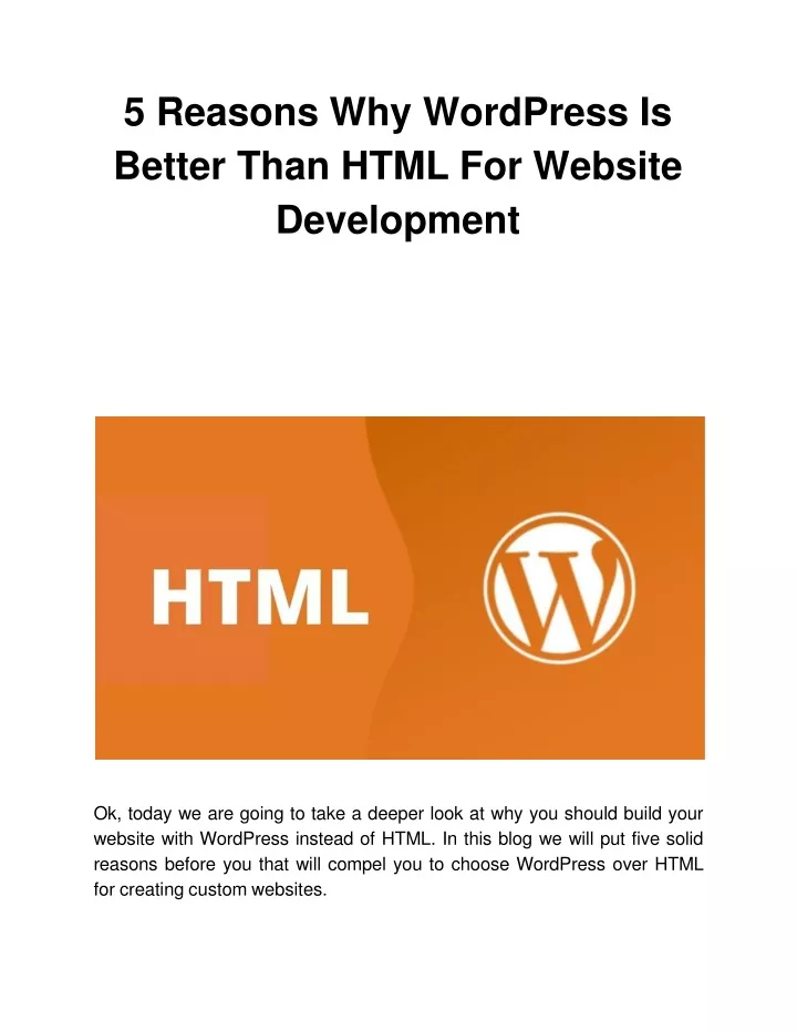 5 reasons why wordpress is better than html for website development
