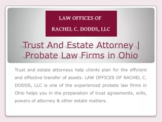 Trust And Estate Attorney | Probate Law Firms in Ohio