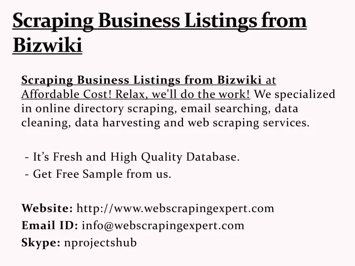 scraping business listings from bizwiki