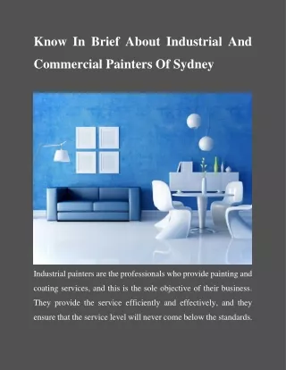 Industrial And Commercial Painters Of Sydney