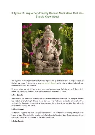 3 types of unique eco friendly ganesh murti ideas