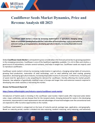 cauliflower seeds market dynamics price