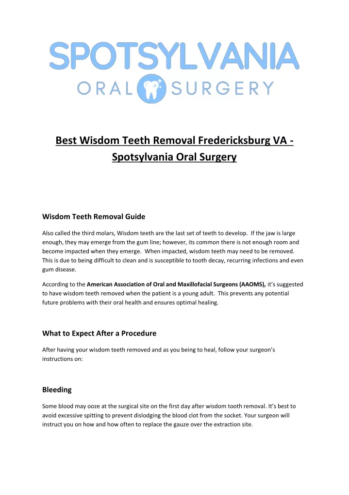 best wisdom teeth removal fredericksburg