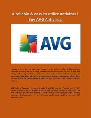 A reliable & easy to utilize antivirus | Buy AVG Antivirus.