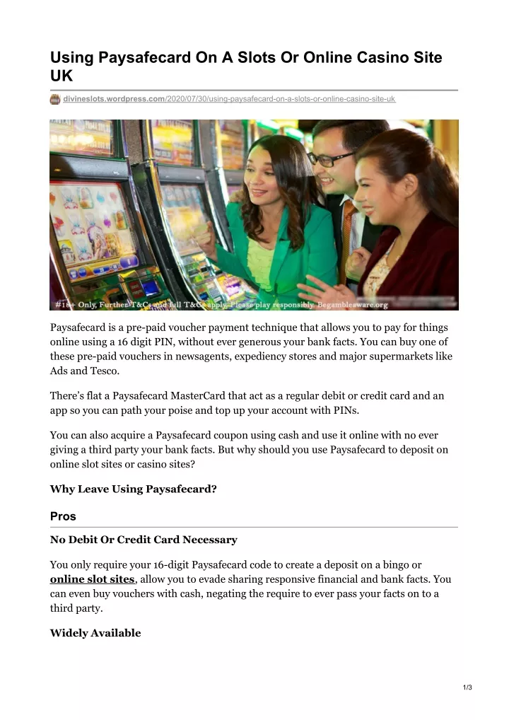 using paysafecard on a slots or online casino