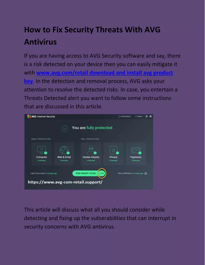 how to fix security threats with avg antivirus
