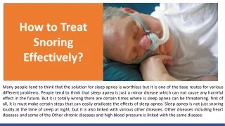 how to treat snoring effectively