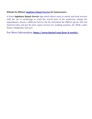 whistle for hwisel appliance repair service