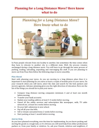 planning for a long distance move here know what