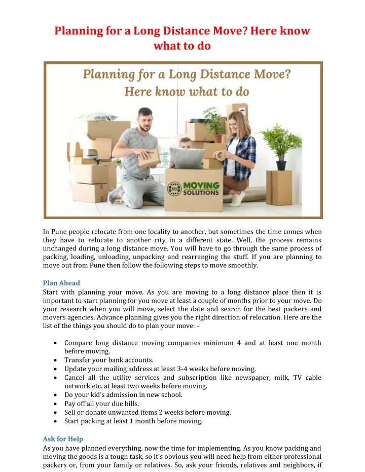 planning for a long distance move here know what