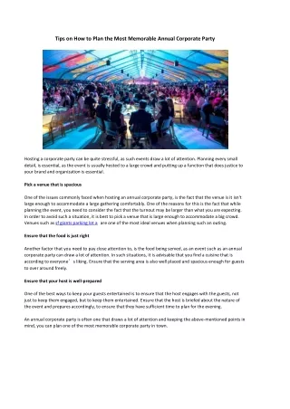 Tips on How to Plan the Most Memorable Annual Corporate Party