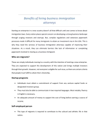 Benefits of hiring business immigration attorneys