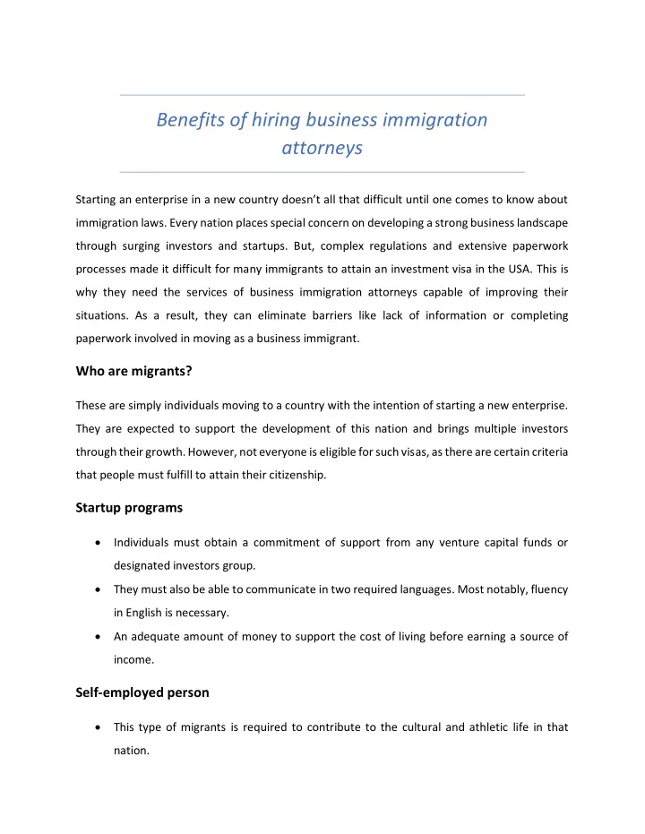 benefits of hiring business immigration attorneys