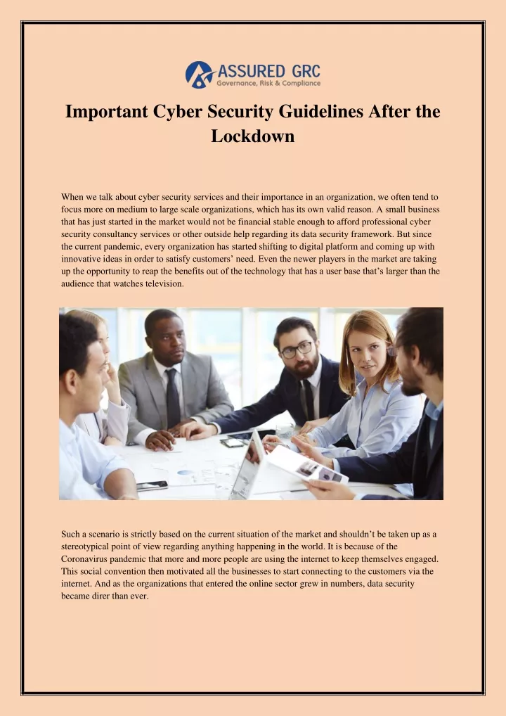 important cyber security guidelines after