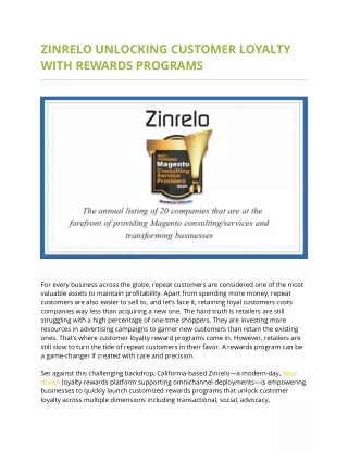 zinrelo unlocking customer loyalty with rewards