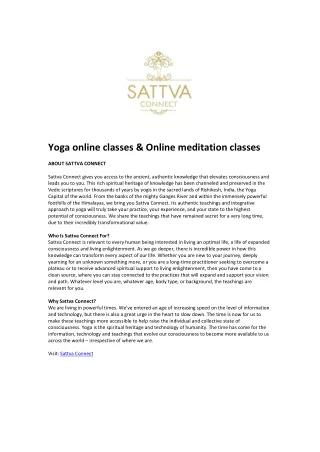 Yoga online classes & Online meditation classes