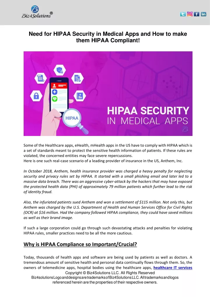 need for hipaa security in medical apps