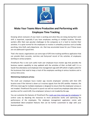Make Your Teams More Productive and Performing with Employee Time Tracking