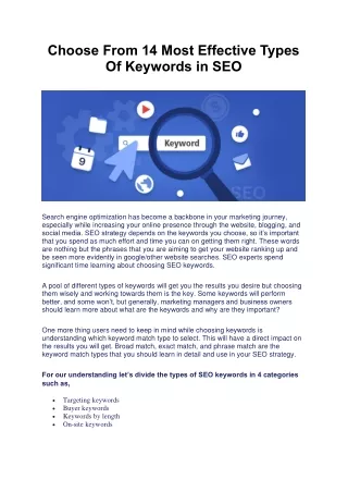 choose from 14 most effective types of keywords