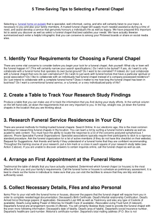 5 Time-Saving Tips to Selecting a Funeral Chapel