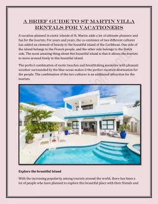 A Brief Guide to St Martin Villa Rentals for Vacationers