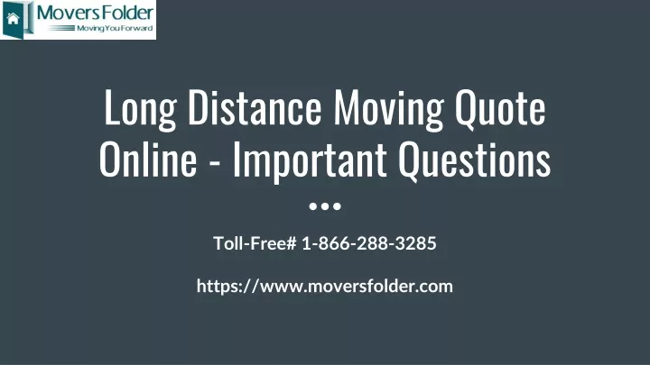 long distance moving quote online important questions