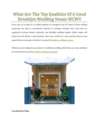 What Are The Top Qualities Of A Good Brooklyn Wedding Venue - WCWV