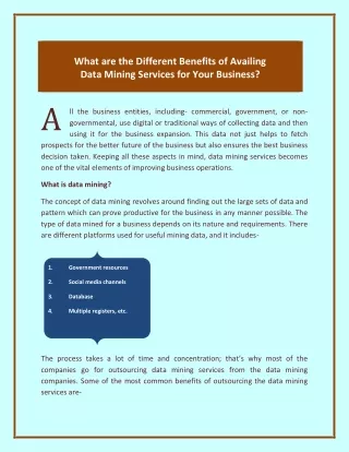 what are the different benefits of availing data