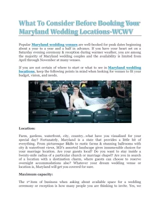 What To Consider Before Booking Your Maryland Wedding Locations-WCWV