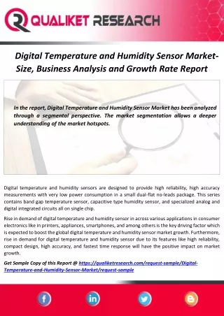Global Digital Temperature and Humidity Sensor Market Size, Share, Trend, Growth, Application and forecast Analysis Repo