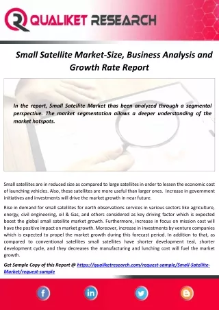 Global Small Satellite Market Assessment, Opportunities, Insight, Trends, Key Players – Analysis Report to 2027
